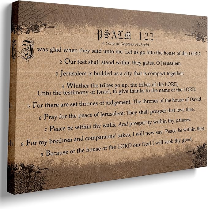 Christian Canvas Wall Decor Psalm 122 Framed Wall Decoration Inspirational Wall Decor for Home Office