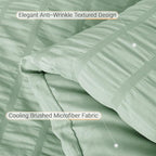 MUXHOMO 7 Pieces Full Comforter Set, Seersucker Bed in a Bag Full Size, All Season Luxury Bedding Set with Comforter, Flat Sheet, Fitted Sheet, Pillowcases & Shams, Sage Green