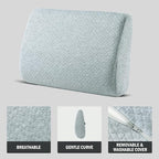 MABOZOO Memory Foam Back Support Cushion for Recliner Chair,Lumbar Support Pillow for Elderly,Extra Large Lumbar Support Pillow with Extension Straps,Light Grey