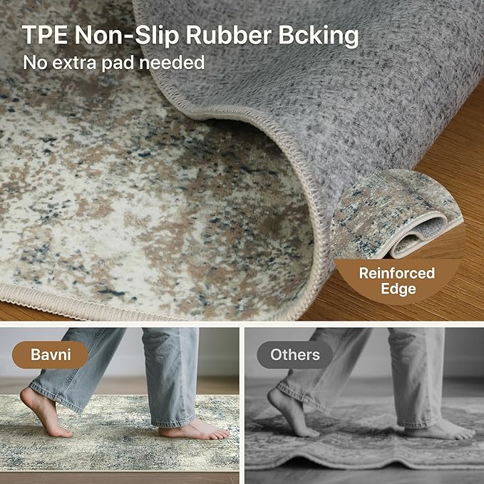 Area Rugs 10x12 for Living Room Bedroom, Modern Abstract Machine Washable Rug, Large Soft Low Pile Floor Carpet with Non Slip Backing for Dining Room, Light Gray Blue