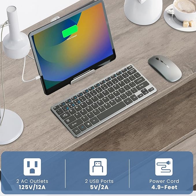 3 Wooden Drawers Nightstand, 27 Inch Wide Night Stand Set 2 with Charging Station and Adjustable Drawers, Small Dresser for Closet, Bedside Table for Living Room/Bedroom/Office, Gray.