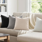 MIULEE Pack of 4 Decorative Textured Boucle Throw Pillow Covers 18x18 Inch Black White Accent Solid Pillow Cases Soft Couch Cushion Covers Modern Farmhouse Boho Chair Sofa Bed Livingroom Home Decor