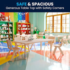 Flash Furniture Wren Adjustable Classroom Activity Table for School and Home, Plastic Activity Table for Kids, 23.625" W x 47.25" L, Natural