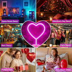 BRIGHTDECK 2 Pack Heart Neon Signs, LED Lights Battery Operated or USB Powered Decoration Lamp, Neon Lights Decor for Valentine's Day Gifts, Wedding, Party, Pink Room Decor (Pink Heart)