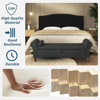 Storage Ottoman Bench for Bedroom, 63" End of Bed Bench with Rolled Arms Upholstered Ottoman Bench Fit for Bedroom, Living Room, Entryway, Linen Dark Gray