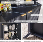 OKD Fluted Kitchen Pantry, 72" Tall Mid Century Modern Storage Cabinet with Adjustable Shelves & Door Organizer, Wood Cabinet for Kitchen, Living Room, Dark Grey