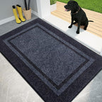 PURRUGS Dirt Trapping Door Mat 32" x 48", Non-Slip/Skid Machine Washable Entryway Rug, Shoes Scraper, Area Rug, Super Absorbent Welcome Mat for Muddy Wet Shoes and Paws, Bluish Grey & Charcoal
