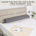 Wedge Pillow Headboard | Soft Headboard Pillow with 2 Side Packets, Triangle Pillow Wedge for Headboard, Bed Gap Filler Headboard Wedge Pillow, Ideal Bed Wedge Pillow for Headboard - Queen