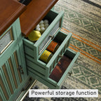 Vintage Accent Chest with 5-Drawers and Door Carved Wood Storage Cabinet Modern Dresser for Living Room, Entryway, Hallway, Sage Green