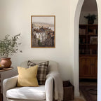 Floating Framed Vintage Canvas Wall Art, European Country Towns Wall Decor Oil Paintings Artwork, Rustic Farmhouse Posters Prints Pictures for Living Room Hallway Bedroom 12x16 inch