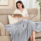EMME Cotton Throw Blanket for Couch Soft Muslin Blankets 50"x60" Lightweight Breathable Blanket All Season Gauze Blanket, Light Grey