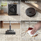 DCX Machine Washable Brown and Beige Area Rug 8x10, Non Slip Stain Resistant Vintage Floral Rug for Living Room Bedroom Nursery, Soft Low Pile Large Carpet