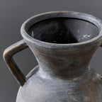 LUKA Antique Ceramic Vase with 2 Handle,9.25 inches Rustic Vase Minimalist Decor, Decorative Vases for Home Decor, Table, Living Room, Shelf, Christmas Decoration(Large,Black)