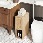 Small Nightstand Set of 2, Wooden Narrow Nightstands with 2 Drawers, Vintage Side End Table for Small Spaces, Skinny Night Stand, Bedside Table for Bedroom, Living Room (Natural-2PCS)