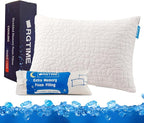 Cooling Pillows for Sleeping, Adjustable Shredded Memory Foam Pillow Standard Set of 1, Cool Pillow for Hot Sleepers, with Extra Fill for Side Back and Stomach Sleepers