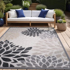 Beverly Rug Outdoor Rug 9x12 Large Modern Floral Tropical Area Rugs for Indoor and Outdoor Patio Easy to Clean Non Shedding Living Room Porch Garden Washable Outside Carpet (9 x 12 Beige)