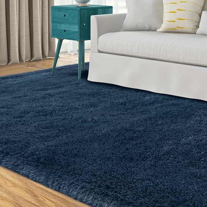 Living Room Area Rug 10x12: Shag Rug 10 X 12 Navy Blue Large Plush Fluffy Soft Rug for Living Room Bedroom - Modern Indoor Shaggy Fuzzy Floor Carpet(Navy Blue,10x12 Feet)