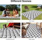 OLANLY Reversible Outdoor Rug 5x8 ft Clearance, Waterproof Outdoor Plastic Straw Rug with Interlacing Pattern, RV Mat for Patio, Camping, Balcony, Deck, Backyard, Black & White