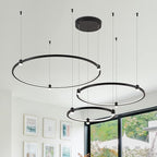 Modern Led Chandelier, 3-Rings Light Modern Led Pendant Light Black Dimmable Integrated Ceiling Hanging Pendant Lighting for Kitchen Island Dining Room Living Room Office 3000K 4000K 6000K