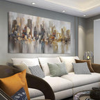 New York City Wall Art - Modern Abstract Wall Art for Living Room, Office & Bedroom Cityscape & Paintings for Bedroom brooklyn bridge Wall Art Pictures Wall Decor Chicago Artwork for Walls 29×58IN