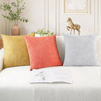 CaliTime Throw Pillow Covers Decorative 26 X 26 Inches Pack of 2 Cozy Chenille Cushion Cases for Couch Sofa Bed Living Room Home Living Coral