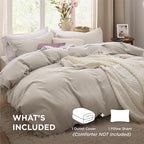 Bedsure Duvet Cover Twin/Twin XL Size - 2 Pieces Prewashed Cotton-Like Extra Soft Bedding Set, Includes 1 Twin Duvet Cover 68x90 Inches with Zipper Closure & 1 Pillow Sham, Linen, No Comforter