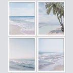 SIGNWIN Framed White Pastel Tropical Island Ocean Beach Shore Wall Art, Set of 4 Landscape Colorful Wall Decor Prints, Nature Wilderness Wall Décor for Living Room, Bedroom - 8"x10" White