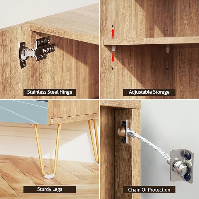 SIGNWIN Sideboard Buffet Cabinet, Kitchen Storage Cabinet with 2 Doors, Sunset Mountain Forest Lake, Cupboard Console Table for Dining Room - 35" L x 18" W x 29" H