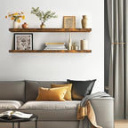 BAYKA Floating Shelves, 48 inches Long Wall Mounted Rustic Wood Shelves for Bathroom, Bedroom, Living Room, Kitchen, Office, Hanging Shelf for Books/Storage/Decor(Rustic Brown,Set of 2)