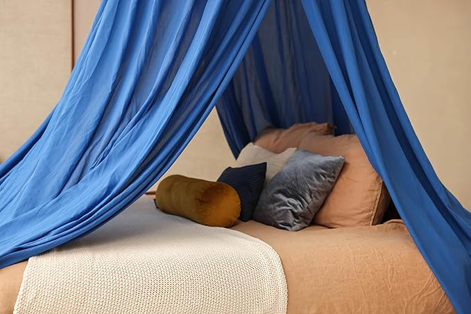 Blue Bed Canopy for Queen and King-Sized Beds | Bedroom Decoration for Teens or Adults | Conical Shape Insect Netting | Mosquito Net in Multiple Colors and Sizes
