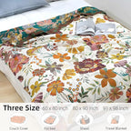 Boho Throw Blanket for Bed - 100% Pure Cotton Ultra Soft Rustic Quilt - Farmhouse Decor Bed Blankets, All Season Rustic Throw for Sofa Couch Chair(80''x 90'', Floral Blossom)