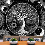 AACKart Tree of Life Tapestry for Bedroom Aesthetic Room Decor-Black and White Spiritual Tree Tapestry Wall Hanging with Sun Moon Star 59.1 x 51.2 inches