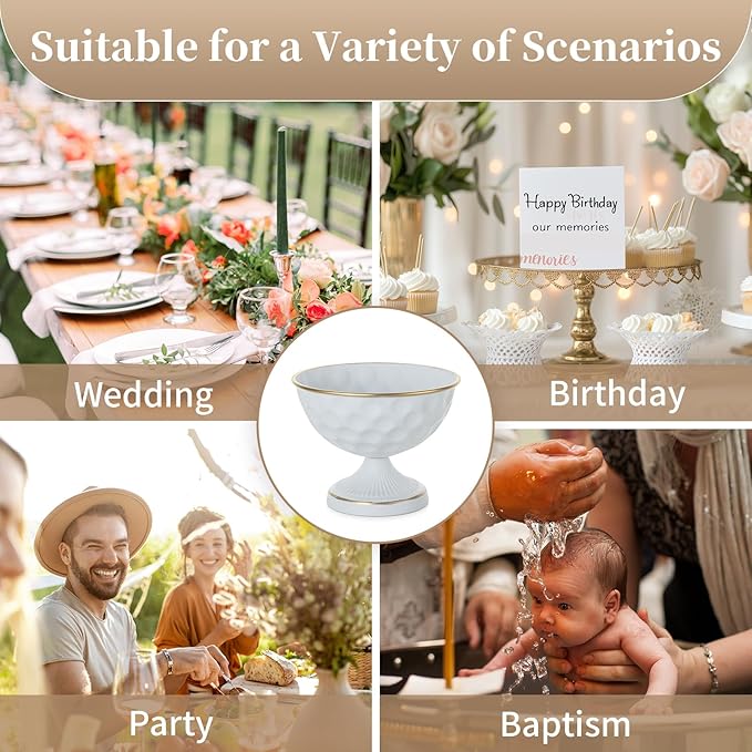 Sziqiqi Urn Vases for Wedding Centrepiece: 6.1in White Metal Urn Vases Set of 10 Bulk Compote Vase for Wedding Decorations - Flower Arrangements Table Vase Plant Bowl for Wedding Party Event