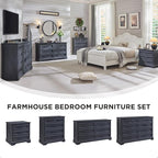 ACCOHOHO Farmhouse 9 Drawer Dresser for Bedroom, 36 Inch Tall Modern Dresser TV Stand with Large Drawers & Bar Handles, Rustic Wood Chest of Drawers for Bedroom, Living Room, Hallway, Black