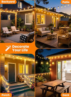 LED Outdoor String Lights, 150FT 75+2 Shatterproof Bulbs Outdoor Patio Lights, IP65 Waterproof Connectable Hanging Outside Light for Backyard, Porch, Deck, Balcony, 2200K
