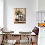 Floating Framed Farmhouse Vintage Canvas Wall Art, Country Floral Daisy Pictures Wall Decor, Wood Grain Art Paintings Poster for Living Room Bedroom Bathroom Rustic Decor 16x24 inch