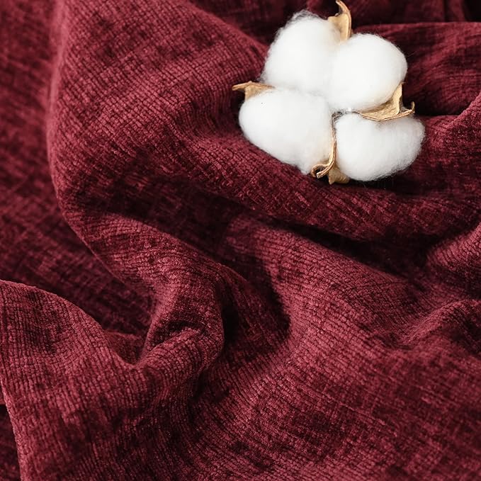 CaliTime Throw Pillow Covers Decorative 20 X 26 Inches Pack of 2 Cozy Chenille Standard Pillow Shams Cases for Couch Sofa Bed Living Room Home Burgundy