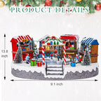 Bdor Christmas Market Village Scene with LED Lights | 8.3 x 5.9 x 5.9 Inches Battery Operated Holiday Decoration with Musical & Animated Market Stalls for Indoor Home Décor