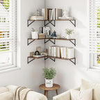 Heimlove 24" W x 12" D Wall Shelves for Books, 12 Inch Deep Floating Shelves Set of 3, Wide Floating Bookshelf with Metal Bracket for Living Room, Kitchen, Office, Bedroom and Decor Storage - Walnut