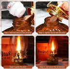 Tuanse 2 Pcs Oil Lamps for Indoor Use Vintage Hurricane Emergency Glass Oil Lamps Large Lantern Classic Decorative Oil Lamp for Home Tabletop Emergency Lighting Supplies(Brown)