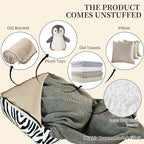 Pouf Ottoman Unstuffed Poufs Soft Touch Zebra Boho Footrest Floor Chair Storage for Living Room Bedroom Home Decor (Green, 20 x 20 x 8 Inches Square)