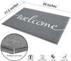 FireProof Outdoor Indoor Welcome Mat, Long-lasting Non-Slip and Easy to Clean Rectangular Entrance Mat, Grey (30 x 17.5) For High Traffic Areas