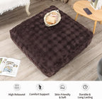 Square Pouf Ottoman, Comfy Lazy Floor Footrest with Memory Foam Filling, Fluffy Bubble Ottoman for Living Room, Office, Brown