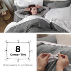 Bedsure Dark Grey Oversized Queen Duvet Cover - 3 Pieces Prewashed Cotton-Like Extra Soft Bedding Set, Includes 1 Duvet Cover 98x98 Inches with Zipper Closure & 2 Pillow Shams, Comforter Not Included