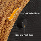 VANOMi Multi-Functional Boucle Ottoman, Vanity Stool Chair, Sturdy Rotating Wooden Footstool, Suitable for Living Room, Bedroom, and Entryway, Without Installation, Swivel, Curry