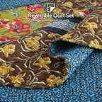 Yvooxny King Quilt Set Reversible Paisley King Size Quilted Bedspread Coverlet Set Country Farmhouse Cottage Quilted Bedding Set with Pillowcases for All Seasons, King Size, 108 * 96 Inches