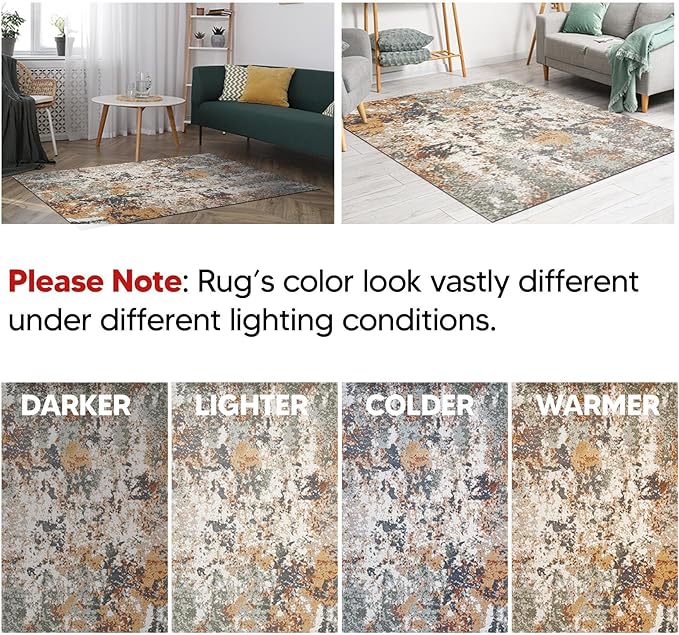 Keen Home Design Area Rugs - 2x10 Non-Shedding, Abstract Rugs for Kitchen, Living Room, Bedroom, Dining Room, Entryway - Size: 2'8" x 9'11", Multi