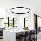 LED Black Chandeliers Modern Pendant Light, 40W Dimmable,1 Rings Dimmable Chandelier Lighting Fixture for Living Room Bedroom Kitchen Island Resturant Dining Room 3000K-6000K