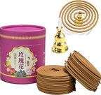 Rose Coils Incense (48 PCS) Spiral Incense Coil Incense Holder Burner, Natural Chinese Incenses Coils Spiral Design for Long-Lasting Fragrance