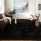 Latepis 9 x 12 Area Rug for Living Room Black Fur Faux Sheepskin Fluffy Rug for Bedroom Big Shag Carpet for Living Room Shaggy Rugs Rectangle
